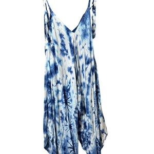 Blue Tie-Dye Sleeveless Romper